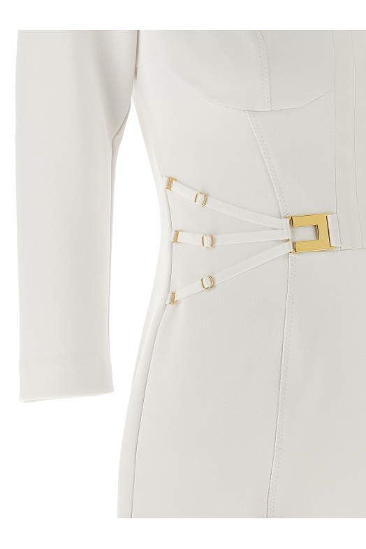 Платье с логотипом и эластичными резинками Белое ELISABETTA FRANCHI AB86961E2360