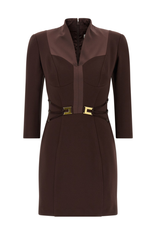 Logo dress with elastic bands Brown