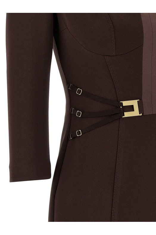 Logo dress with elastic bands Brown
