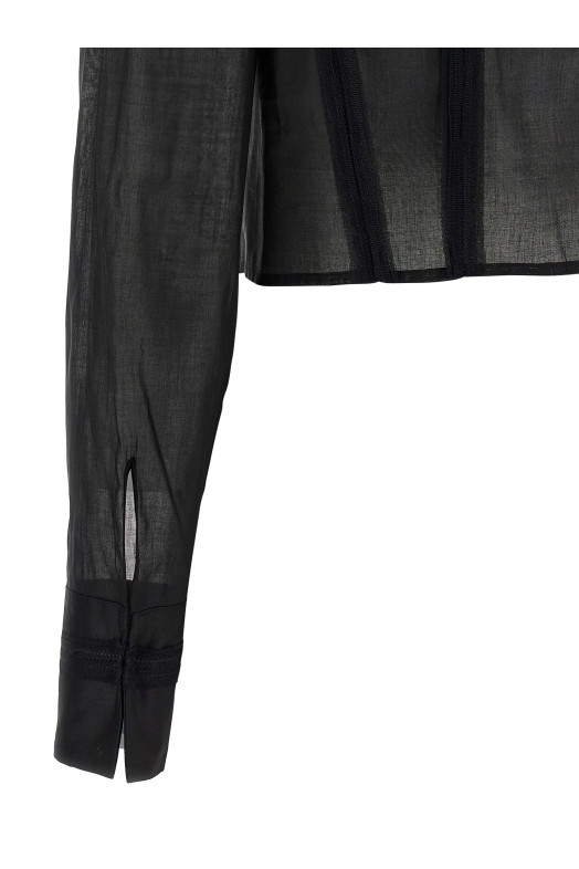 Logo embroidery maxi crop shirt Black