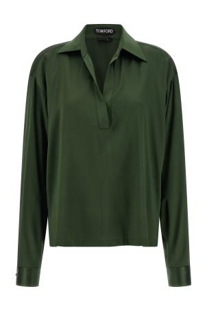 Шелковое поло зеленого цвета TOM FORD TS2144FAX881GCA