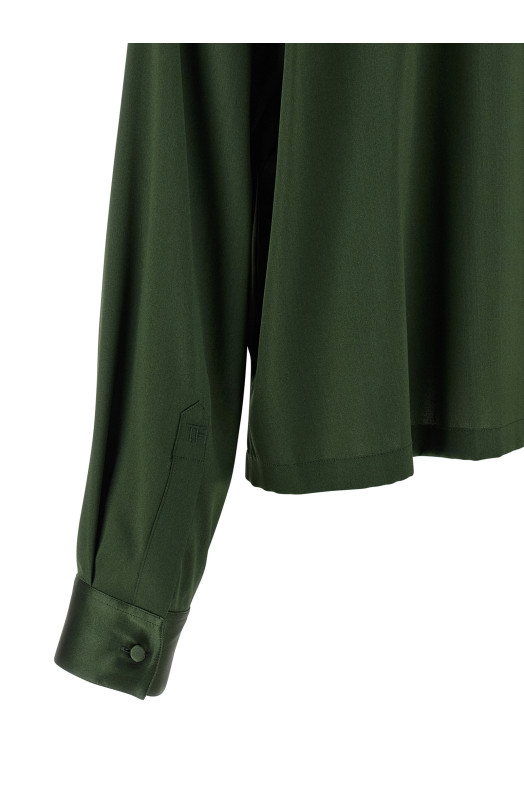 Шелковое поло зеленого цвета TOM FORD TS2144FAX881GCA