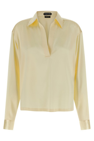 Шелковое поло желтого цвета TOM FORD TS2144FAX881YCM