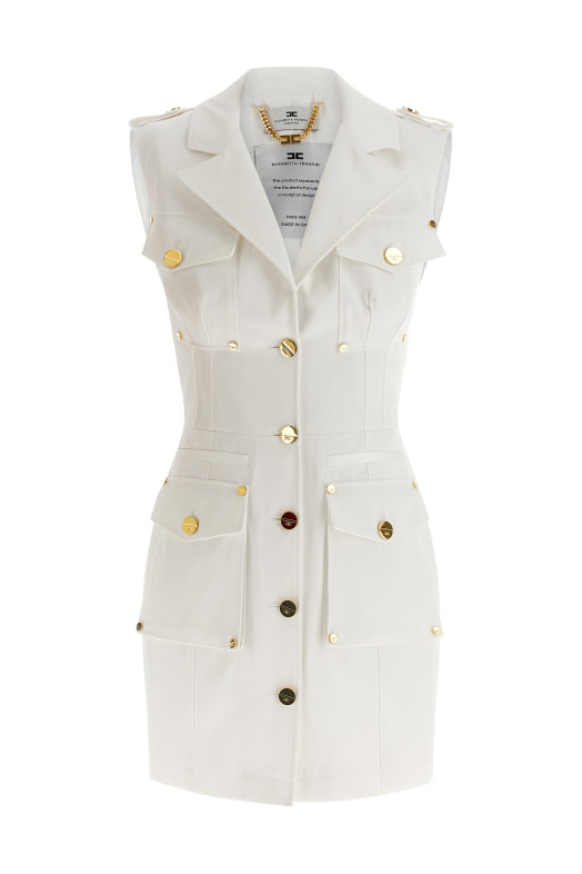 Двубортное платье Белое ELISABETTA FRANCHI AB92861E2360