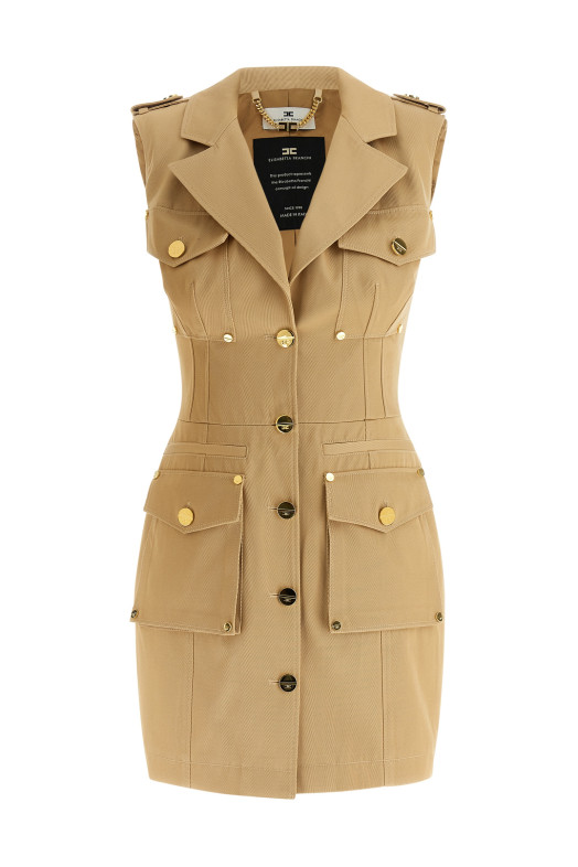 Двубортное платье Бежевое ELISABETTA FRANCHI AB92861E2470