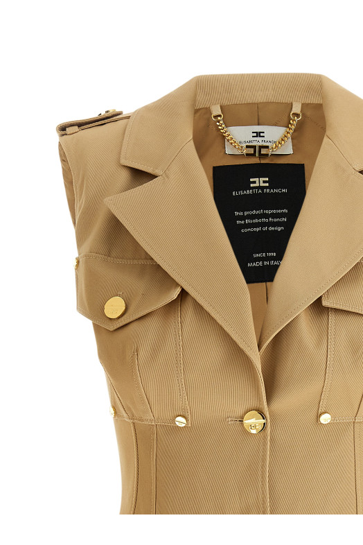 Двубортное платье Бежевое ELISABETTA FRANCHI AB92861E2470