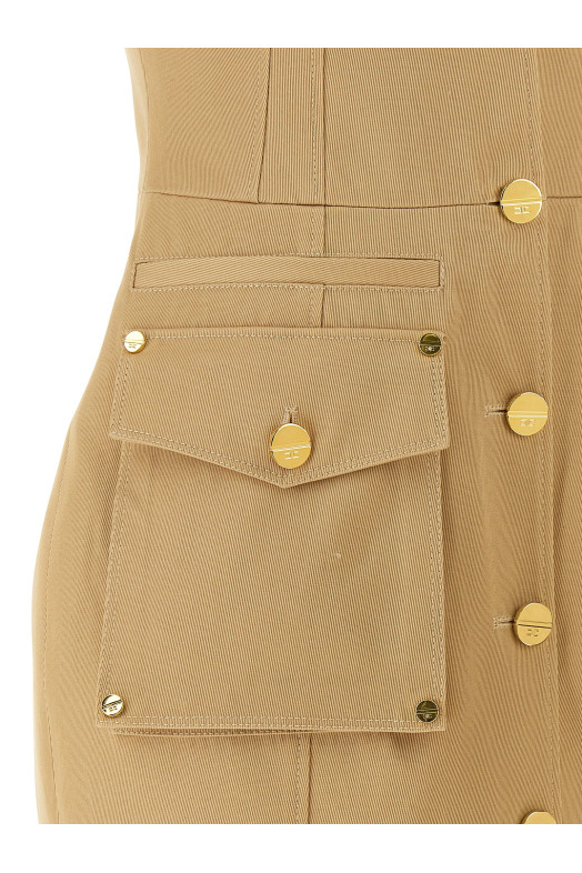 Двубортное платье Бежевое ELISABETTA FRANCHI AB92861E2470