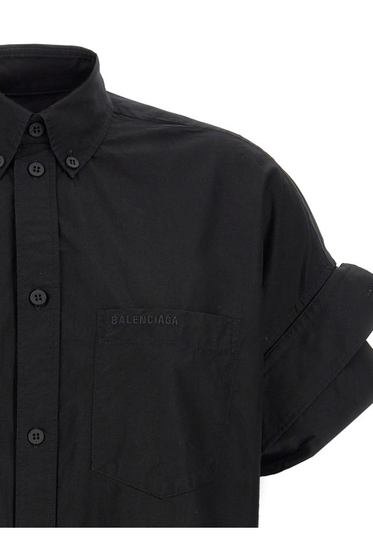 Turned-up cuffed shirt Black