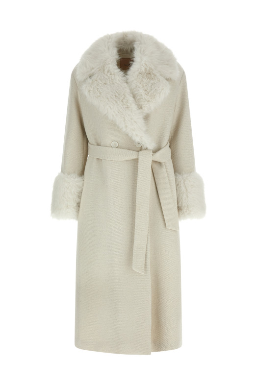 Lamé thread coat White