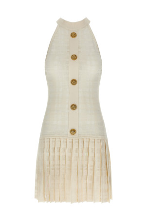 Tartan knit dress White