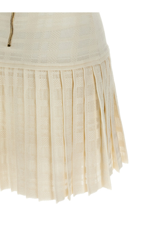 Tartan knit dress White