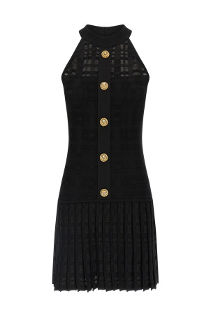 Тартанове трикотажне плаття Чорне BALMAIN GF1R3375KJ360PA