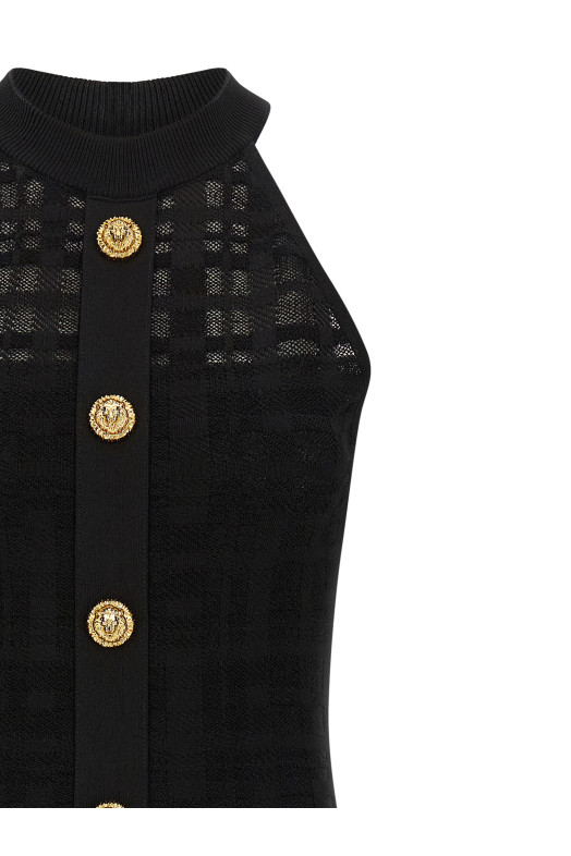 Tartan knit dress Black