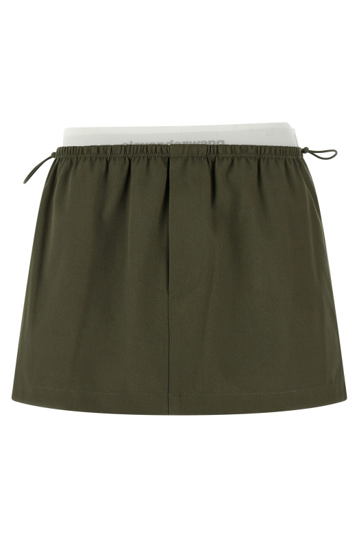 Двухслойная юбка с завышенной талией Зеленая ALEXANDER WANG 1WC1265382305