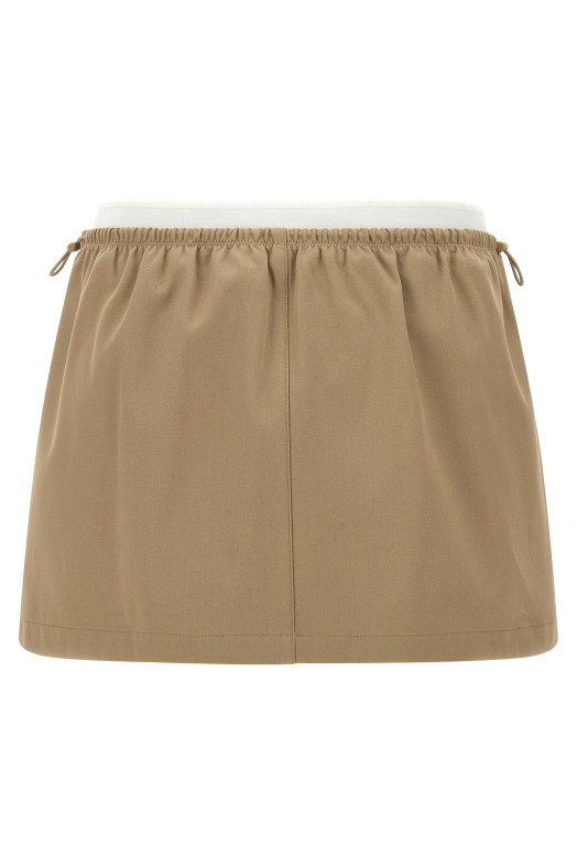 Двухслойная юбка с завышенной талией Бежевая ALEXANDER WANG 1WC1265382240B