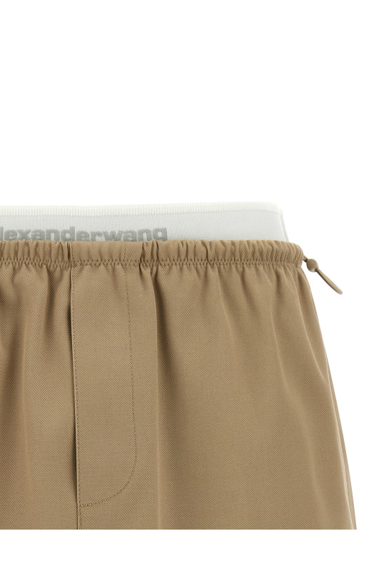 Двухслойная юбка с завышенной талией Бежевая ALEXANDER WANG 1WC1265382240B