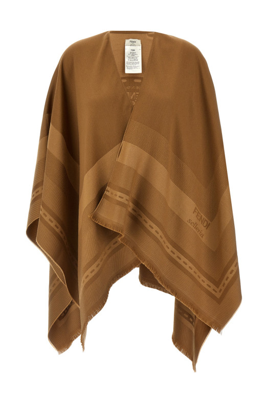 Жаккардовое пончо Brown FENDI FXX775AUM2F0QB8