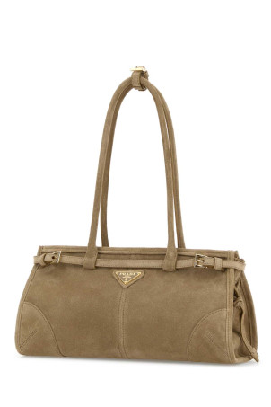 Beige suede shoulder bag PRADA (1BA426VMOO2C4S)