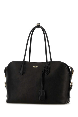 Черная кожаная большая сумка для покупок Black PRADA (1BG6002HFQ)