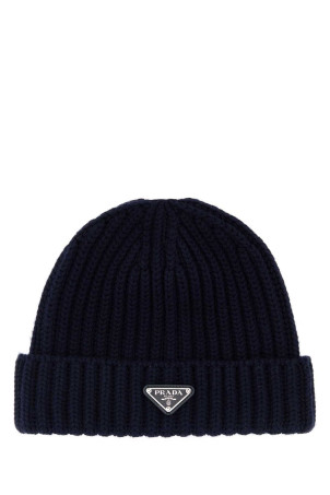 Темно-синя вовняна шапка-біні Blue PRADA (2HC3902DZL)