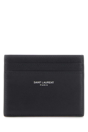 Черный кожаный держатель для карт SAINT LAURENT (3759460U90E)