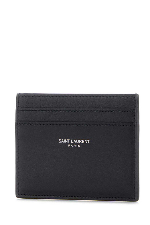 Черный кожаный держатель для карт SAINT LAURENT (3759460U90E)