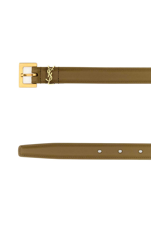 Khaki leather belt SAINT LAURENT (554465BOO0W)