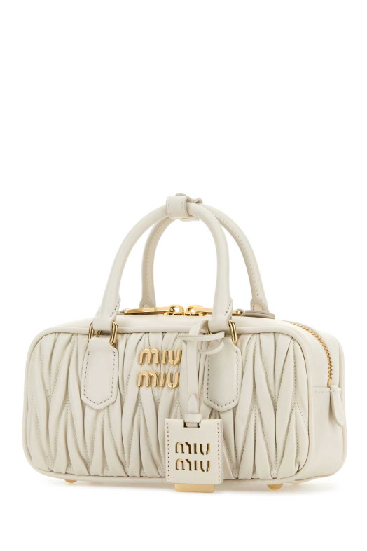 Белая кожаная сумка Arcadie Черная MIU MIU (5BB142VOONAN88)