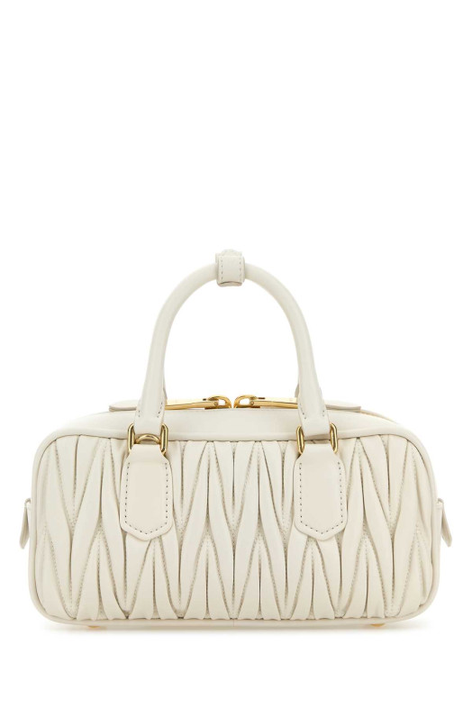 Белая кожаная сумка Arcadie Черная MIU MIU (5BB142VOONAN88)