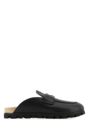 Черные кожаные тапочки Black MIU MIU (5D058EFDX103LJ9)