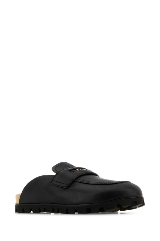 Черные кожаные тапочки Black MIU MIU (5D058EFDX103LJ9)