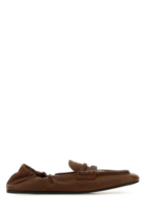 Кожаные лоферы Ruches из коричневой наппы MIU MIU (5D341EFD005EFX)