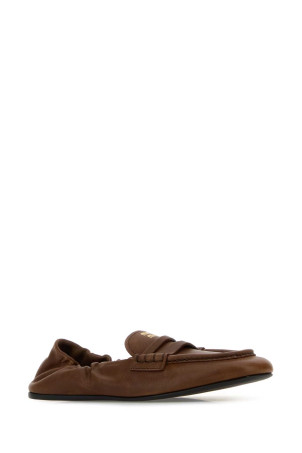 Кожаные лоферы Ruches из коричневой наппы MIU MIU (5D341EFD005EFX)