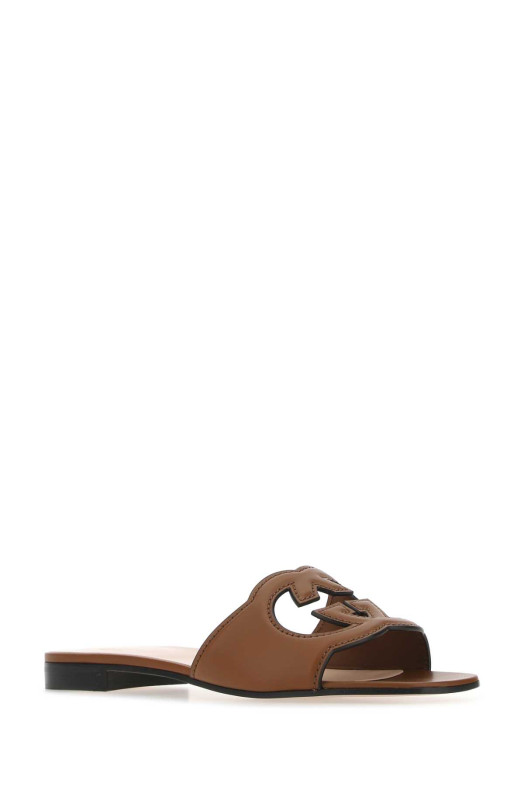 Brown leather slippers GUCCI (694451US000)