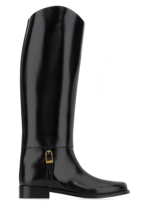 Чорні шкіряні чоботи Julia Чорні SAINT LAURENT (850101AAFUQ)