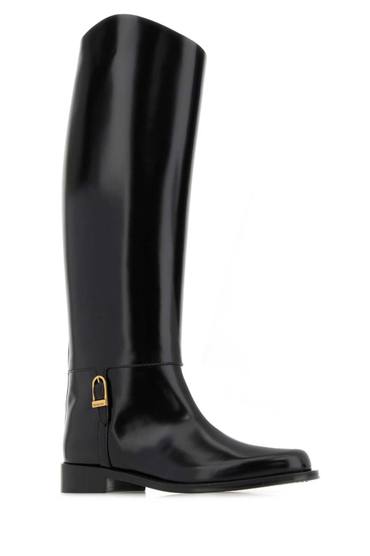 Черные кожаные сапоги Julia Черные SAINT LAURENT (850101AAFUQ)