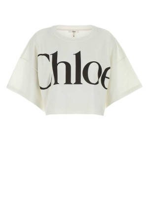 Ivory cotton oversize t-shirt Multicolor CHLOE (CH24AJH09183)