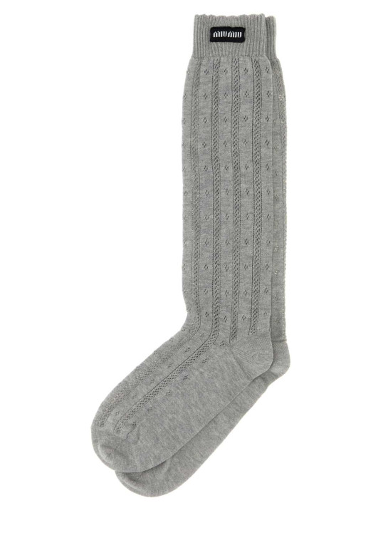 Grey cotton socks MIU MIU (MCZ512SOOO17OW)