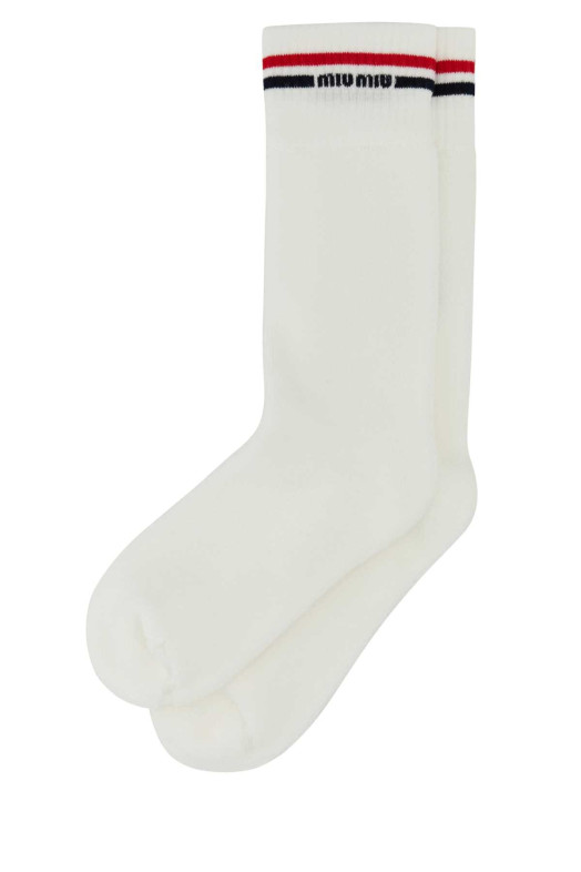 White stretch terry fabric socks MIU MIU (MCZ517SOOO17NZ)