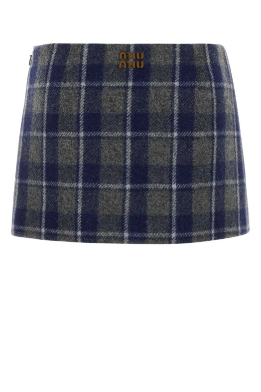 Вышитая шерстяная мини-юбка MIU MIU (MG2604SWMO1806)