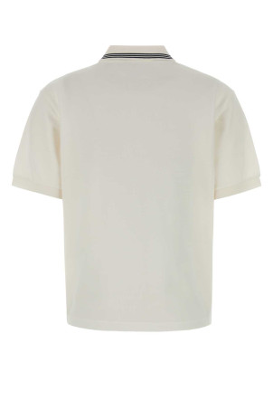 Белая рубашка-поло из пике Черная MIU MIU (MJNA03SOOO18ZW)