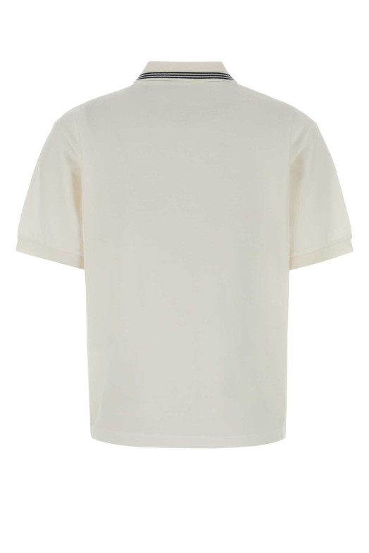 Белая рубашка-поло из пике Черная MIU MIU (MJNA03SOOO18ZW)