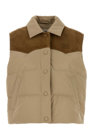 Beige polyester down jacket MIU MIU (ML1348SOOO18Q0)