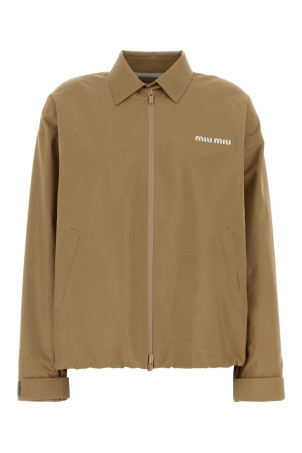 Beige tech fabric windbreaker MIU MIU (ML1373SOOO1V94)