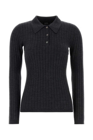 Charcoal wool polo shirt A.P.C. (WVBEGF23473)