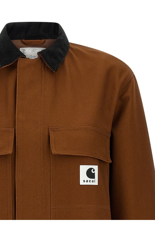 Sacai x Carhartt Wip capsule peplum jacket Brown