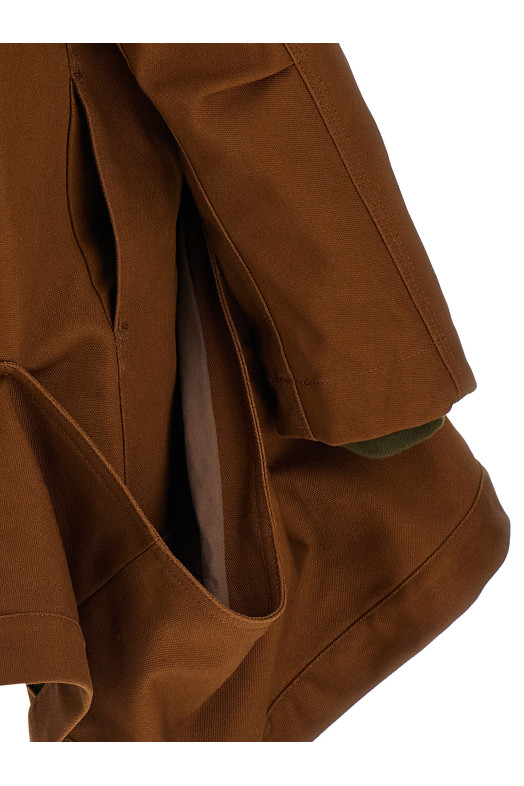 Sacai x Carhartt Wip capsule peplum jacket Brown
