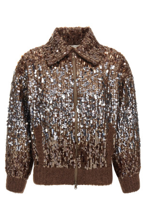 'Dazzling Dégradé Embroidery' cardigan Brown
