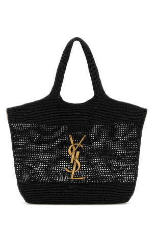 Black raffia Icare shopping bag Black SAINT LAURENT (772191GAAFM)