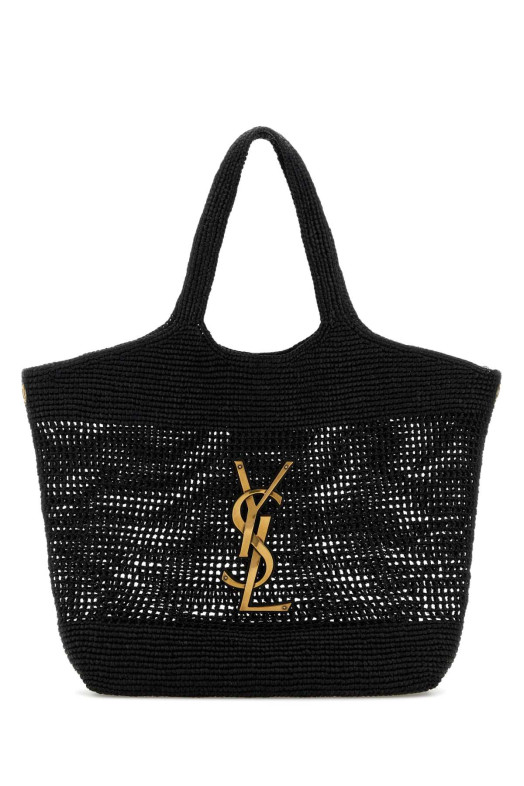 Black raffia Icare shopping bag Black SAINT LAURENT (772191GAAFM)